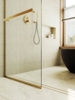 Душевая перегородка MaybahGlass MGD-731-3у 79см золото